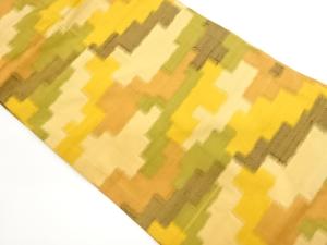 手織り紬幾何学模様織出し名古屋帯